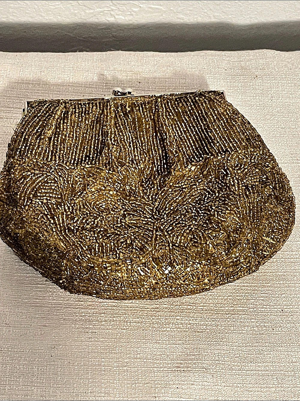 Gold Beaded Frame Clutch